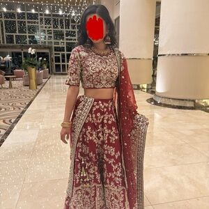 Elegant Red and Gold Embroidered Lehenga